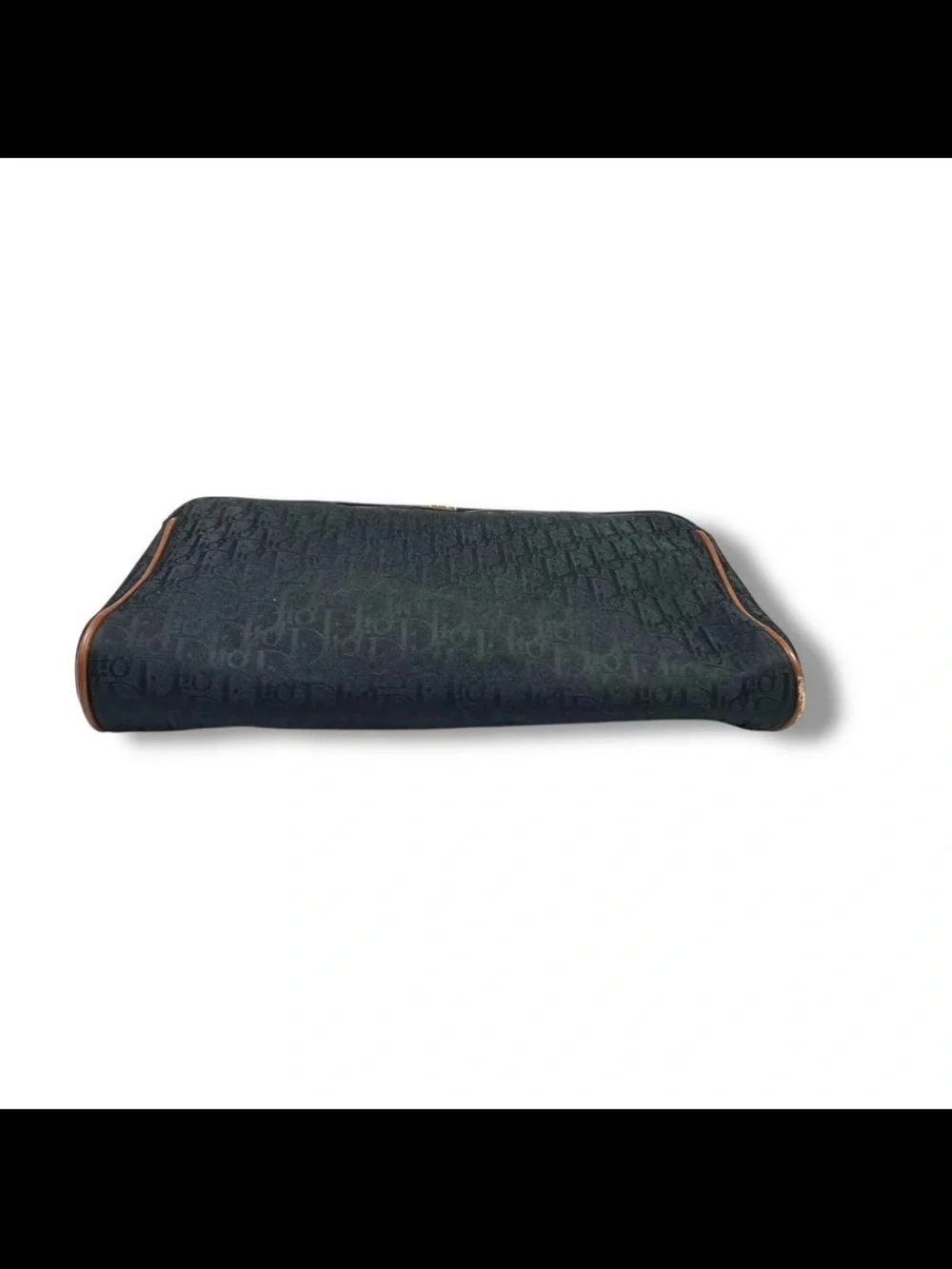 Dior Navy Canvas and Tan Trim Zip Clutch